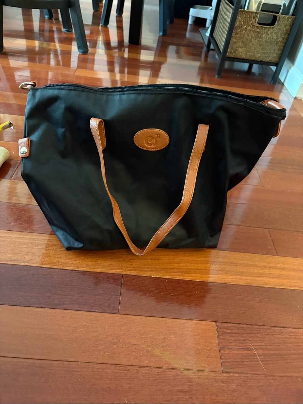 Ecosusi Black Purse with Tan Handles - Classic Everyday Carry